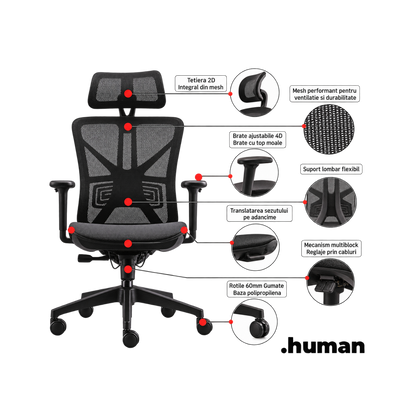Scaun de birou Human Negru